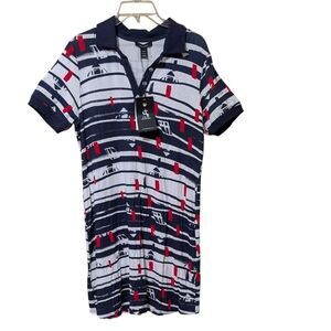 NWT Alison Sheri nautical inspired polo dress size Medium preppy Hamptons resort